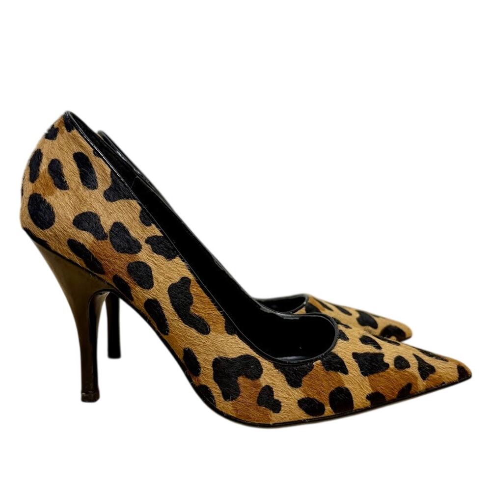 Y2K Steve Madden Leopard Heels Arouse Calf Hair Pointed Toe Stiletto Pump Size 8